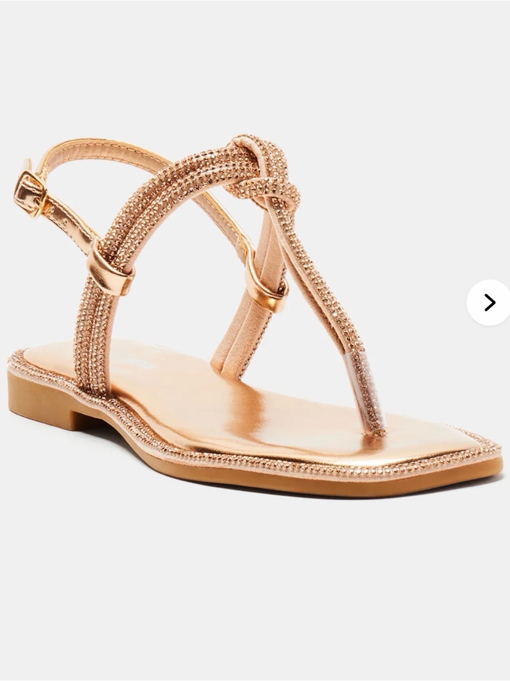 Fashion Nova Lizzy Embellished Sandals Flats Rose Gold Size 9 NWT